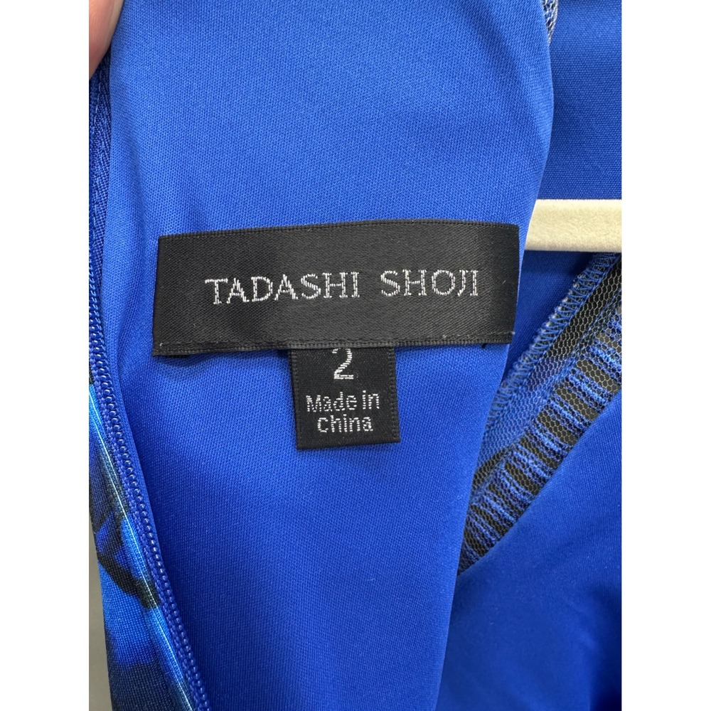Tadashi Shoji Blue Rose Neoprene Sheath Dress‎ Size 2 Knee Length Party Glam - Picture 9 of 12